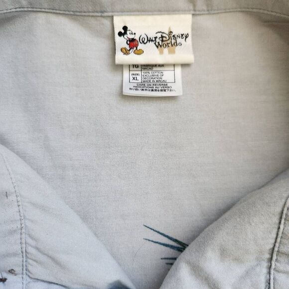 Vintage Disney World 90s Button Front Mens XL Mickey Donald Goofy Aloha Hawaiian - Picture 3 of 4